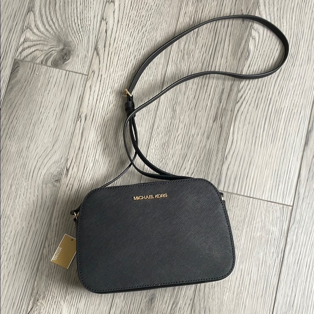 Michael Kors Black Crossbody Bag with Gold Hardware